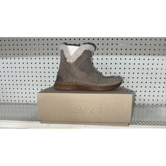Taos Future Mid Womens Suede Faux Fur Lined Pull On Booties Size 9 M Dark Taupe - Picture 1 of 9